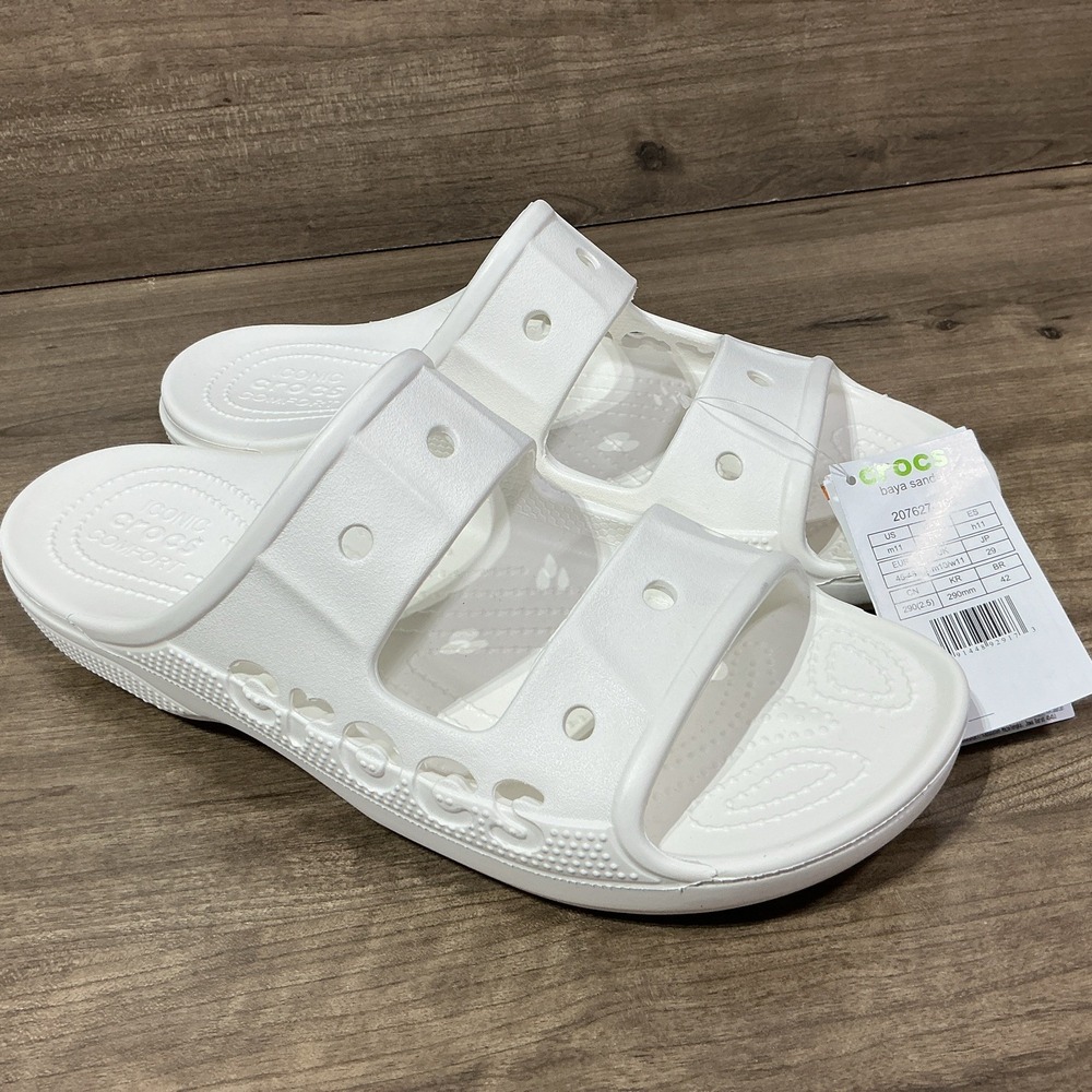 Crocs Baya Sandals Flip Flop Mens White Size 11 Ventilated 207627-100 NEW W/TAGS